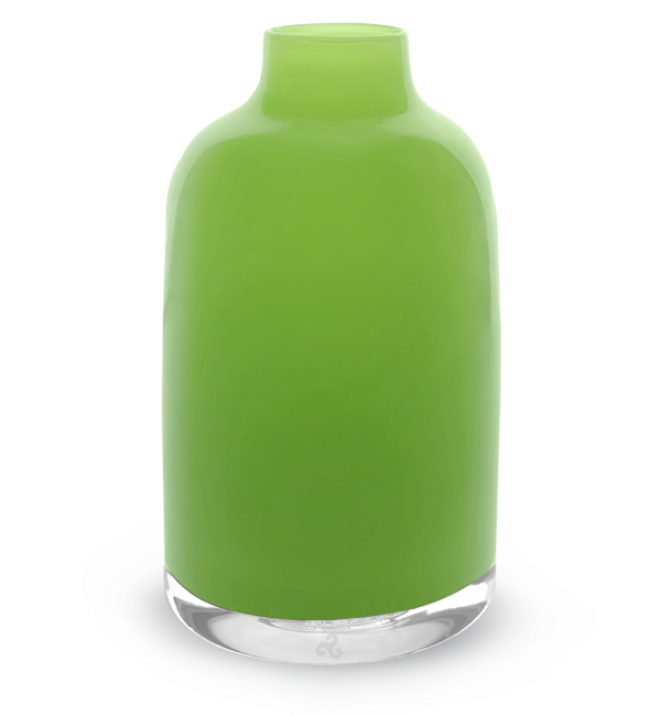 green opaque bloomette, lime green opaque hand-blown glass flower bud vase