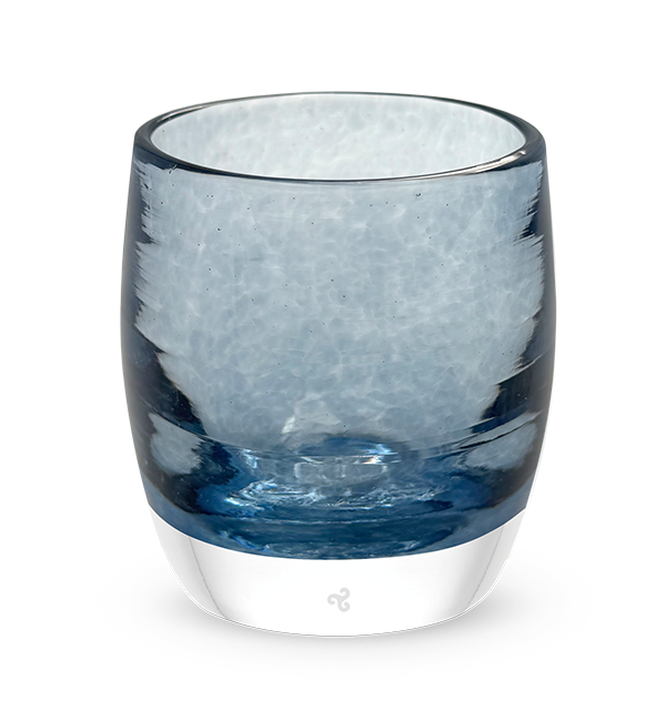 'son' blue hand-blown glass candle holder
