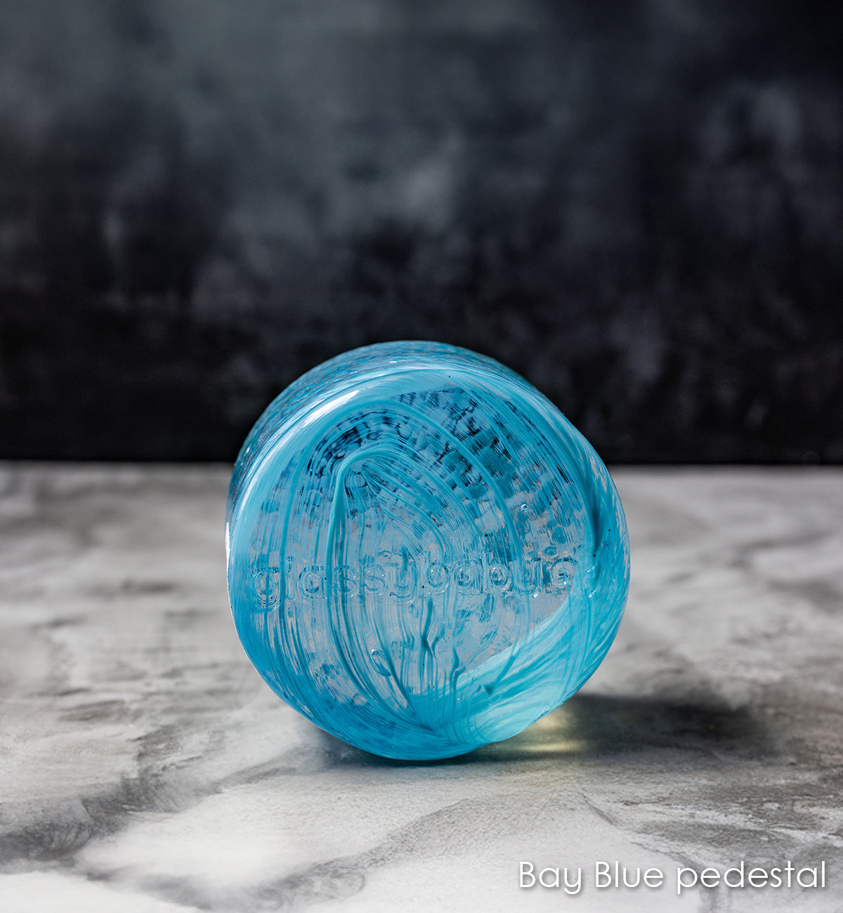 Hand-crafted glass pedestals Bay Blue pedestal