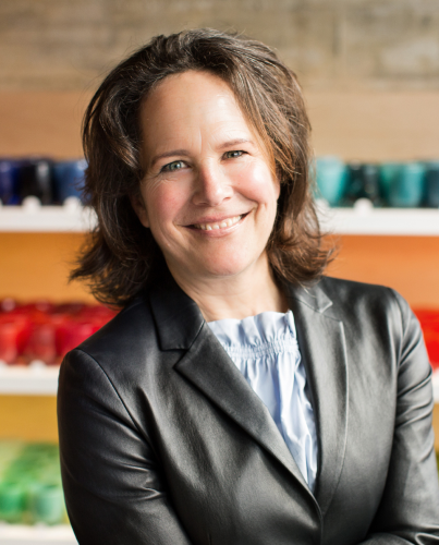 Lee Rhodes in glassybaby store