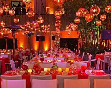 glassybaby decorated event dining room