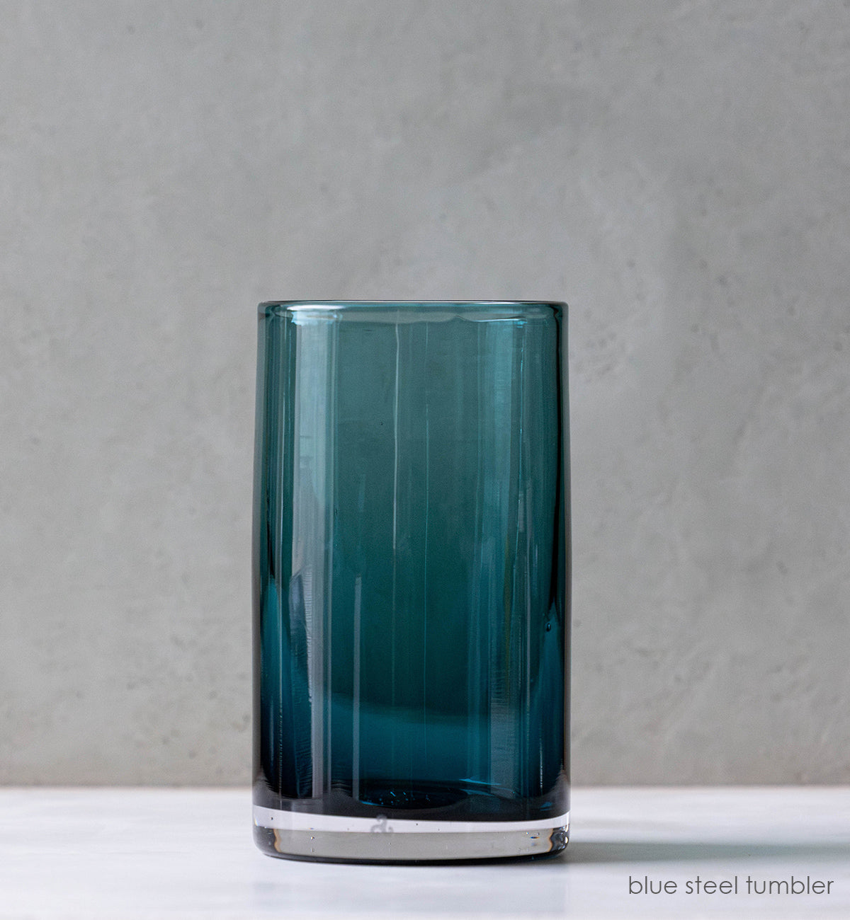 blue steel tumbler hand-blown drinking glass