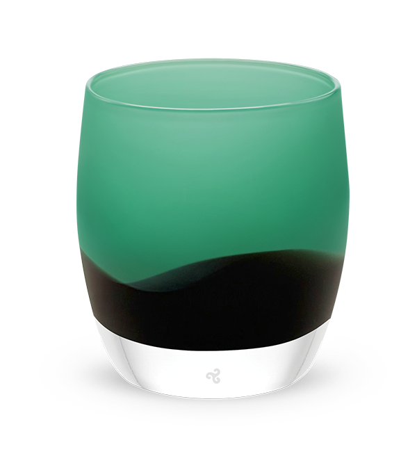 elephant solo #2 green/brown hand-blown glass candle holder.