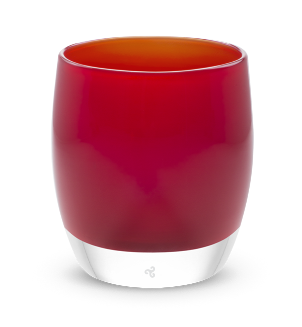 everlasting, a red handblown glass candle holder.
