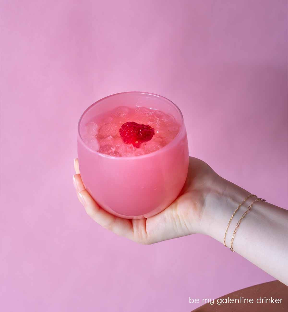 be my galentine drinker, opaque pink, hand-blown drinking glass