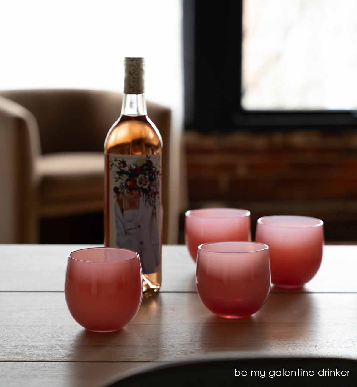 be my galentine drinker, opaque pink, hand-blown drinking glass