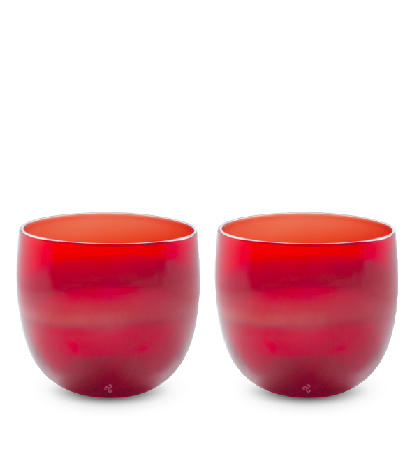holly berry set, gradient red, hand-blown drinking glasses