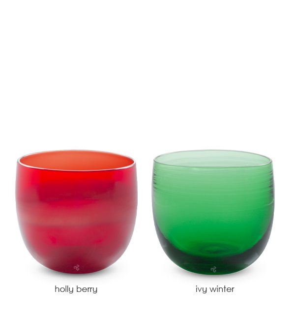 red and green hand-blown drinking glass set