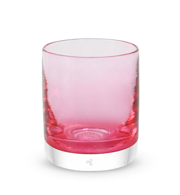 petunia rocker, transparent bright pink hand-blown lowball drinking glass