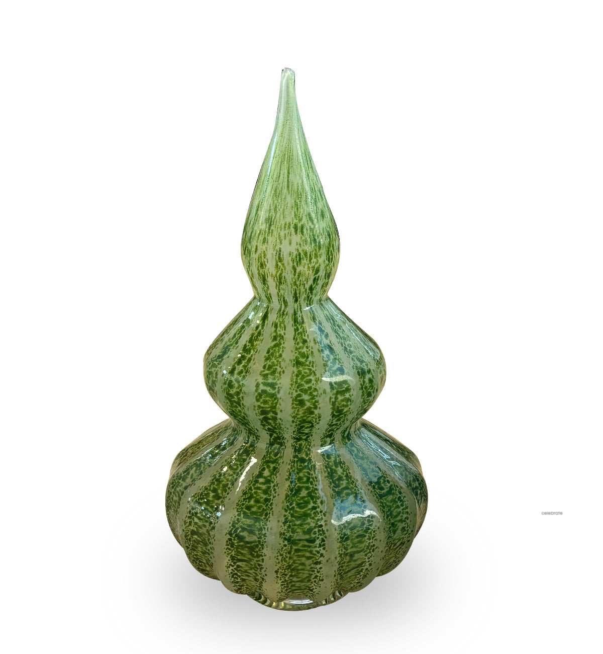 green hand-blown glass holiday tree.