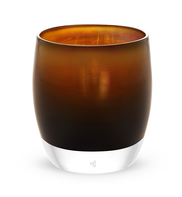 home again glassybaby: brown gradient hand-blown glass votive candle holder.