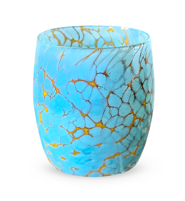 inner fire - turquoise hand-blown glass candle holder