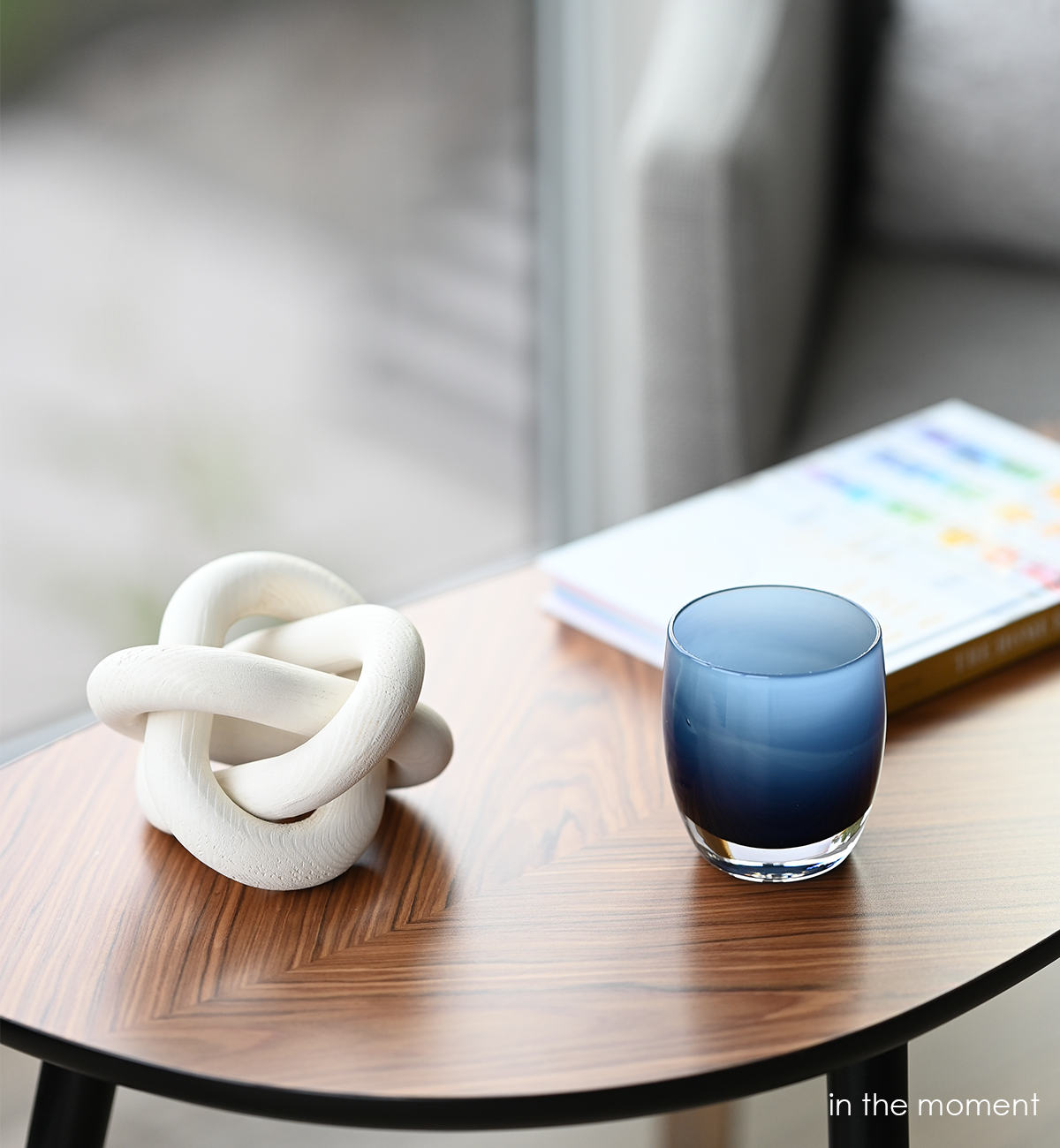 deep blue hand-blown glass votive.
