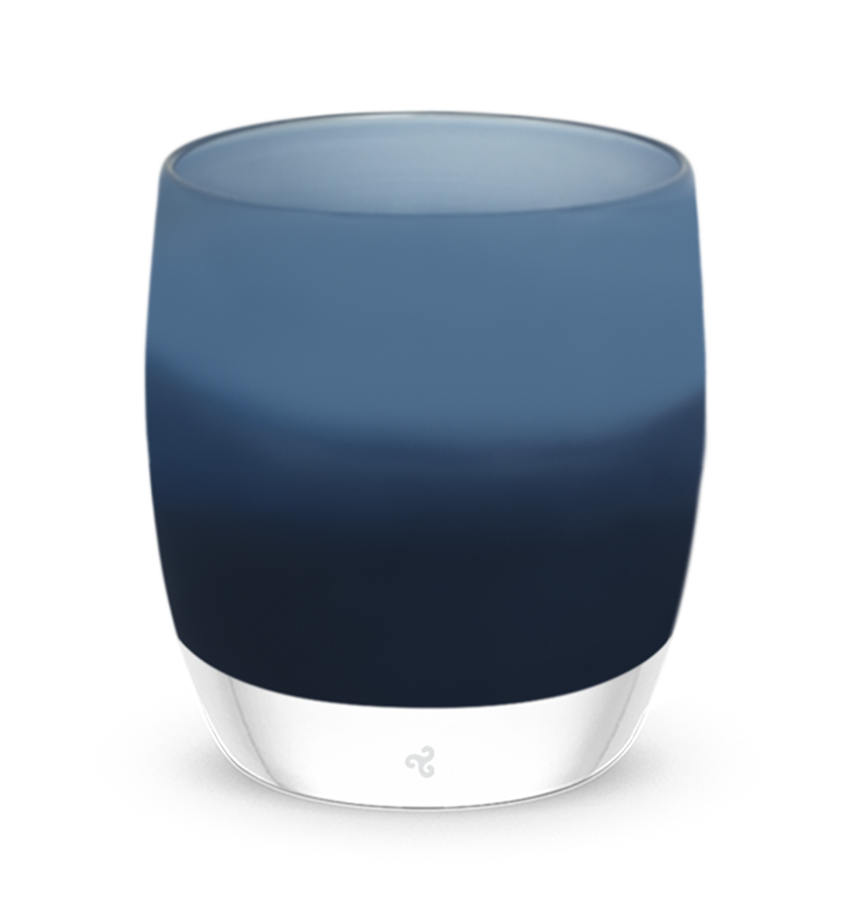 in the moment, blue, white, hand-blown glass votive candle holder