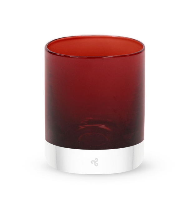matador, dark red crimson transparent hand-blown glass lowball drinking glass. #option_single