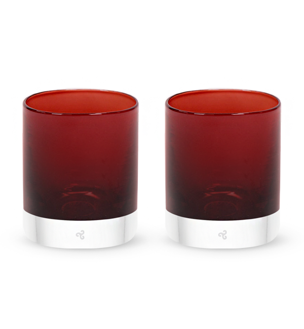 two Matador rockers. dark red hand-blown glass lowball drinking glasses #option_pair