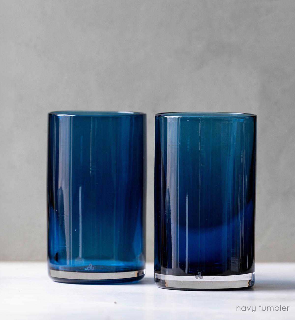 navy tumblers hand-blown drinking glass