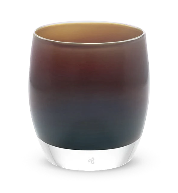 nishino is a purple maroon, hand-blown glass votive candle holder.