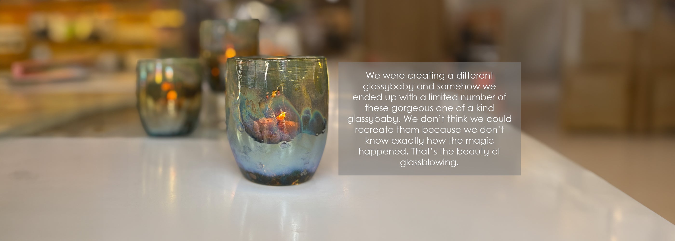 one of a kindness glassybaby  hand-blown glass candle holder