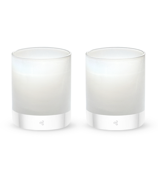 two Polaris rockers, white hand-blown glass lowball drinking glasses. #option_pair