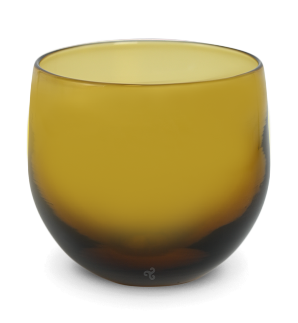 propose a toast deep brown, hand-blown drinking glass.