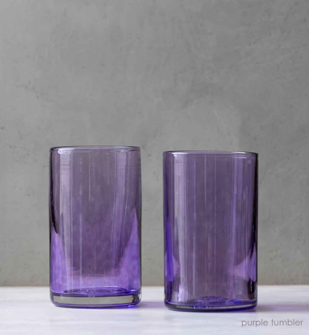 purple tumbler set | two opaque purple hand-blown 16 oz water glasses