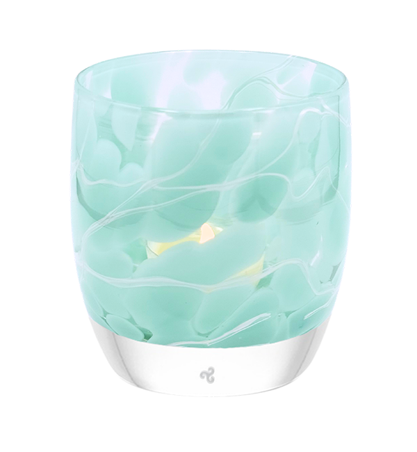 Turquoise glass with white marbled pattern