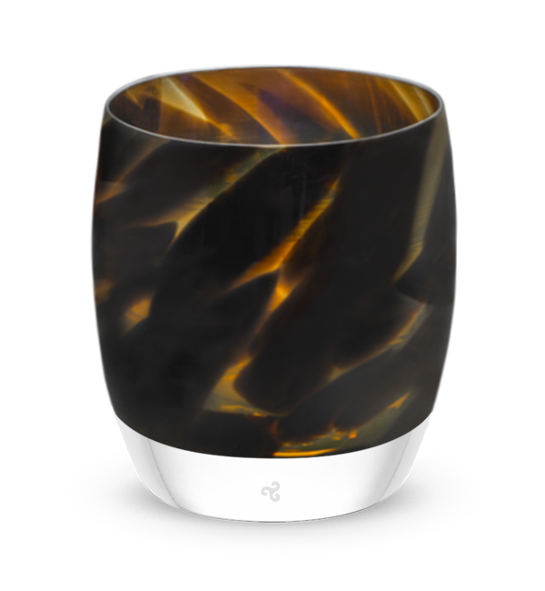 allure, brown and gold, hand-blown glass votive candle holder