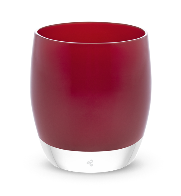 amore opaque red hand-blown glass votive candle holder