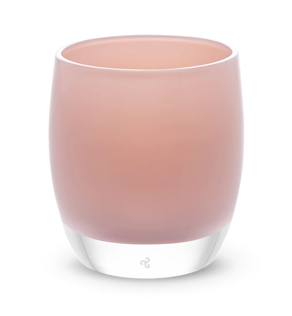 azalea light pink hand-blown glass votive candle holder.