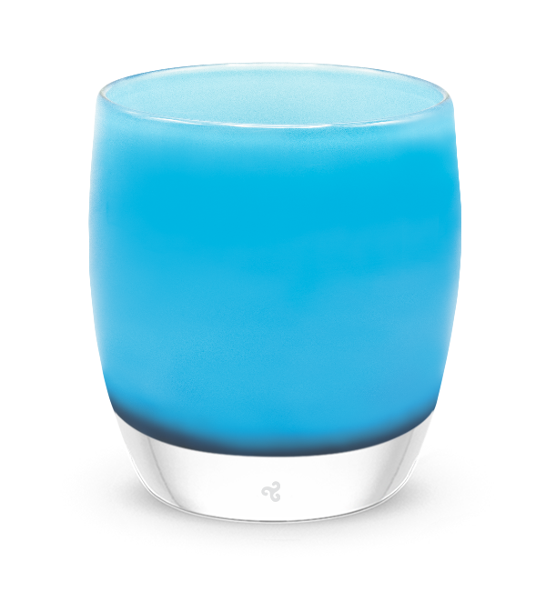 beach house gradient blue, hand-blown glass votive candle holder.
