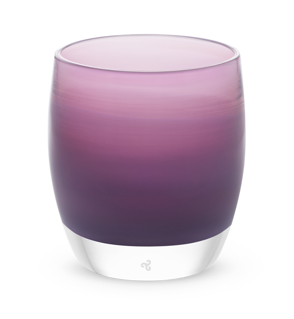 belle regal purple hand-blown glass votive candle holder.