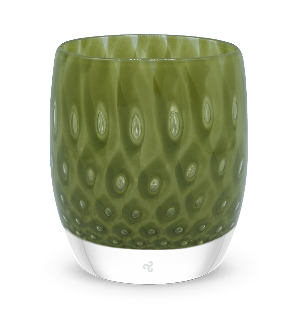 boho olive green bubble hand-blown glass votive candle holder