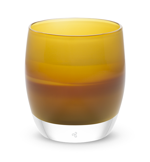 butterscotch hand-blown glass votive candle holder