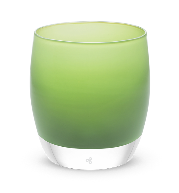 elf opaque light green hand-blown glass votive candle holder