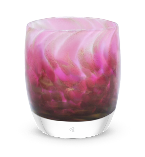 evenstar pink and gold gliter hand-blown glass candle holder votive product shot