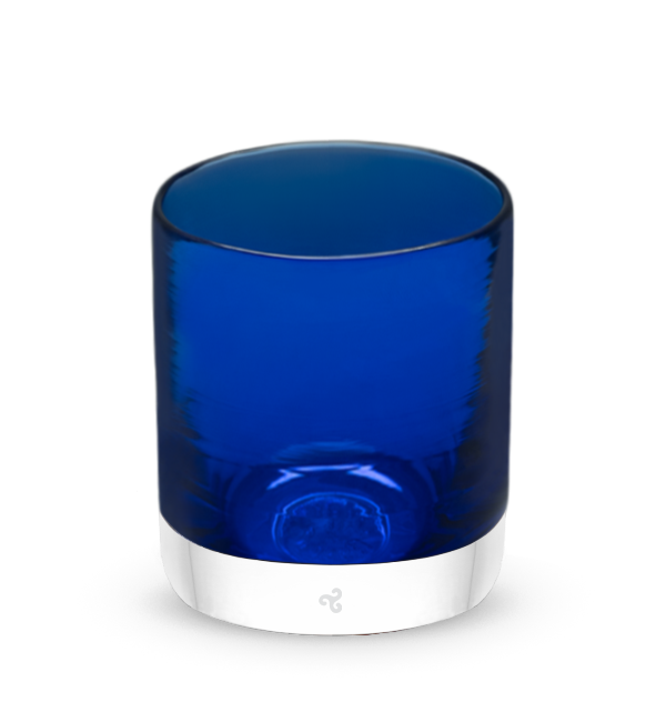 express yourself rocker, admiral blue hand-blown lowball glass.