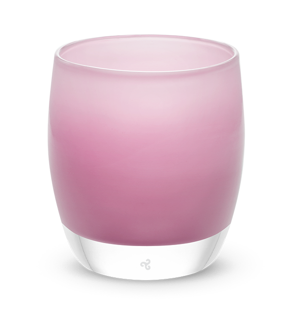 goodness opaque pink hand-blown glass votive candle holder