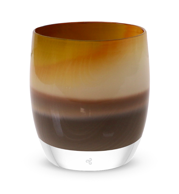 hero multi brown hand-blown glass votive candle holder