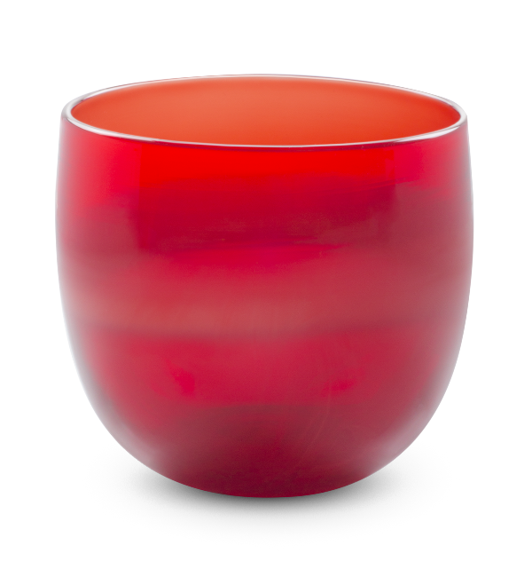hand-blown red drinking glass
