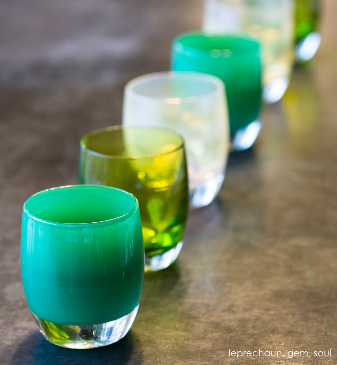 leprechaun green, hand-blown glass votive candle holder