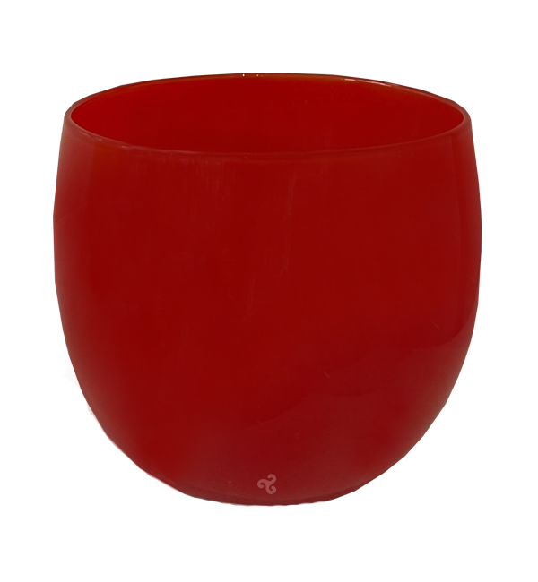 opaque red, hand-blown drinking glass