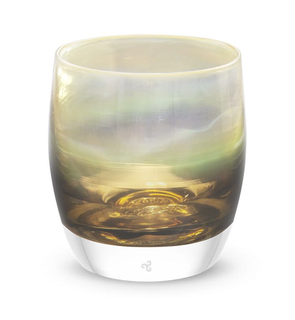 melchior shiny purple gray transparent, hand-blown glass votive candle holder