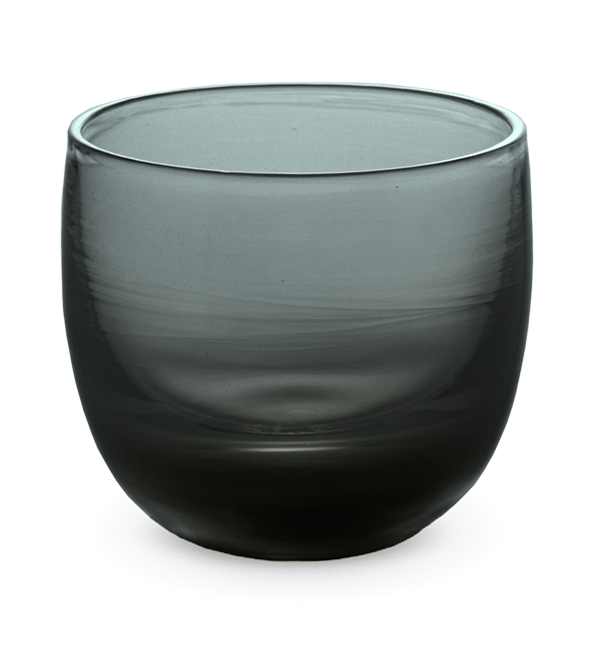 hand-blown deep green drinking glass