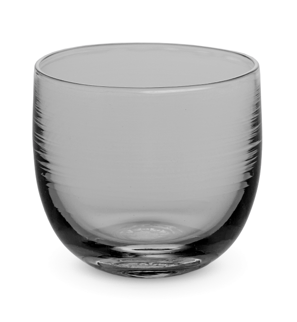 hand-blown smoke grey dotted drinking glass