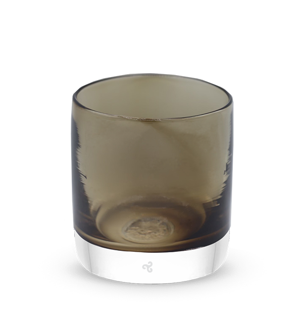 Pacific time dusty bronze transparent, hand-blown lowball drinking glass