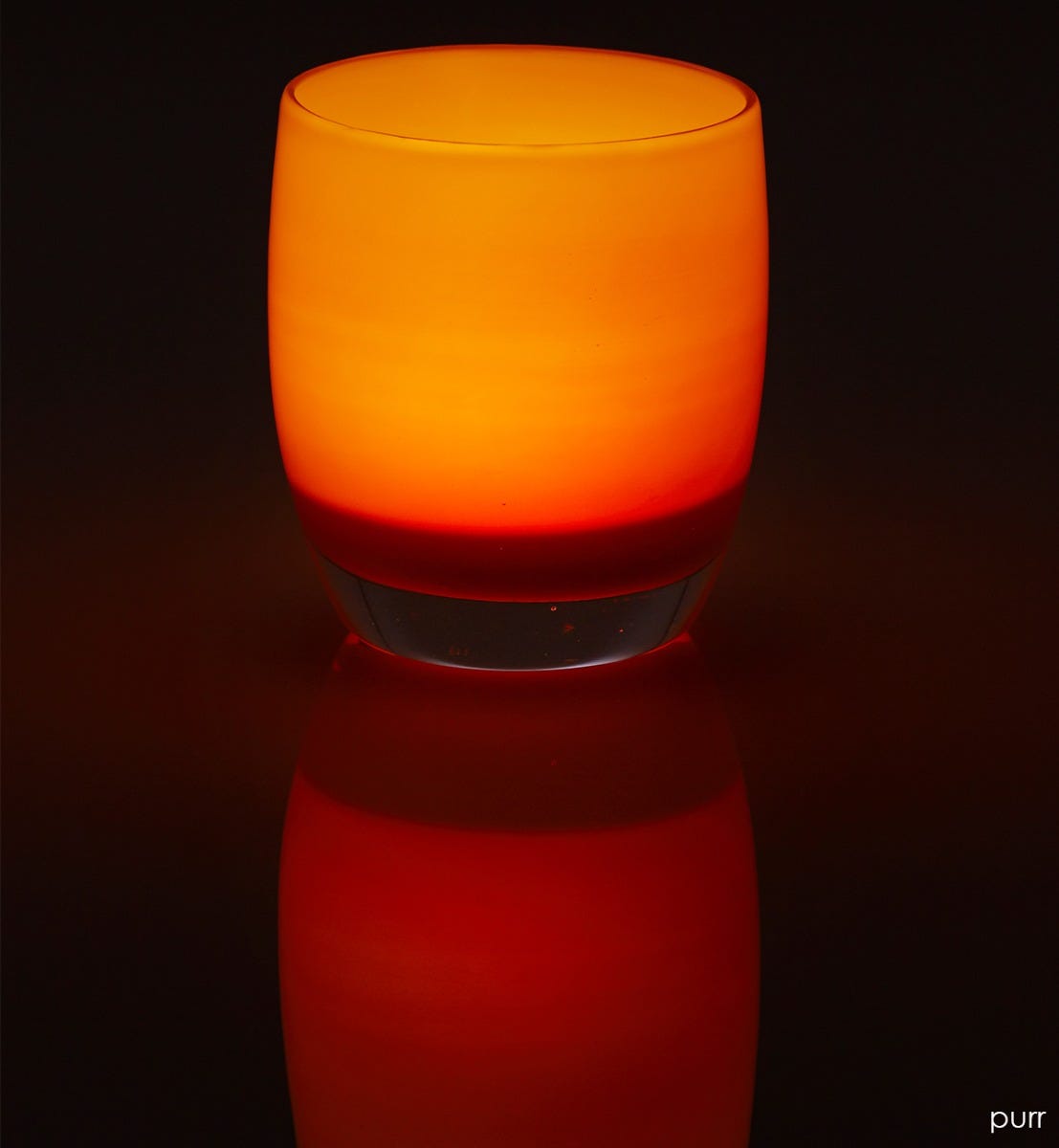 purr tan shaded hand-blown glass votive candle holder