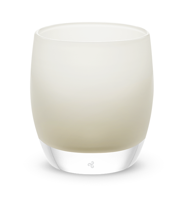 quietude cream hand-blown glass votive candle holder.