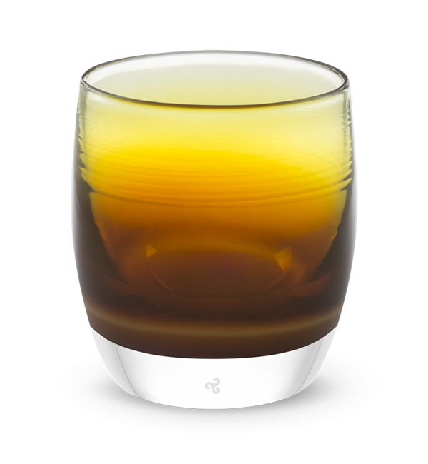 hand-blown deep brown glass votive candle holder