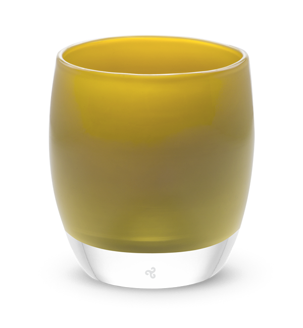 roots chartreuse gold hand-blown glass votive candle holder